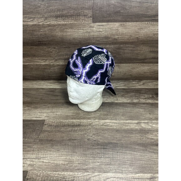 VTG Harley Davidson Biker Hat Cap Purple Lightning Thunder OS 90s RARE - Picture 1 of 12